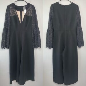 BCBGMAXAZRIA Black V-Neck Bell Sleeve Jumpsuit